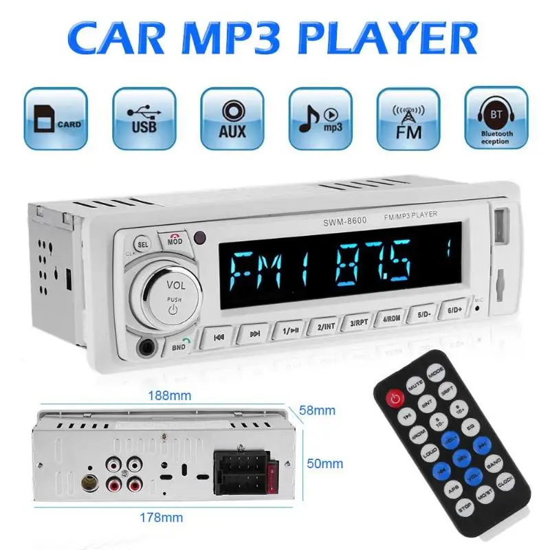 SWM 8600 автомобильный радиоприемник 1 Din Bluetooth в тире автомобильный стерео MP3-плеер fm-радио USB головное устройство приемник дистанционное