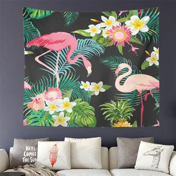 

Tropical Rainforest Flamingo Print Tapestry Colorful Jungle Pattern Wall Hanging Living Room Decoration Carpet Thin Blanket D40
