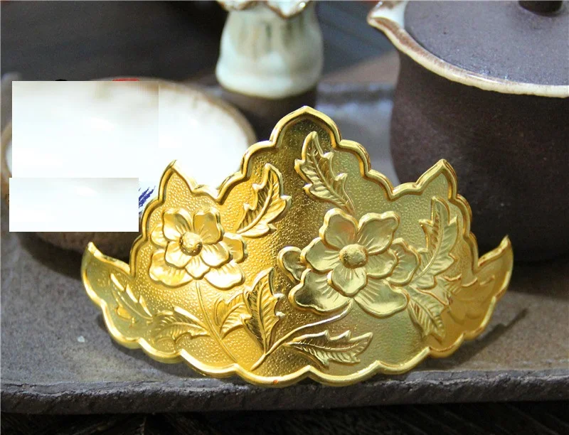 LYZ Ceng Luan Ming Dynasty Hollow-out Cloud Tiara Chinese Vintage Hand Carving Lotus Flower Headwear Hair Tiara 8 sheets simulation book pages material paper junk journal hand account scrapbook vintage decorative diy background paper