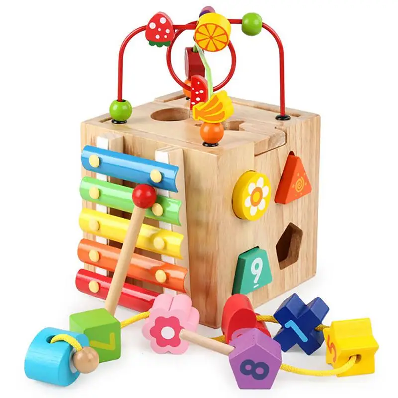 

Multi-Functional Intelligence Shape Matching Box Multi-hole Cognitive Toy Winding Beads Building Blocks Children's Educational