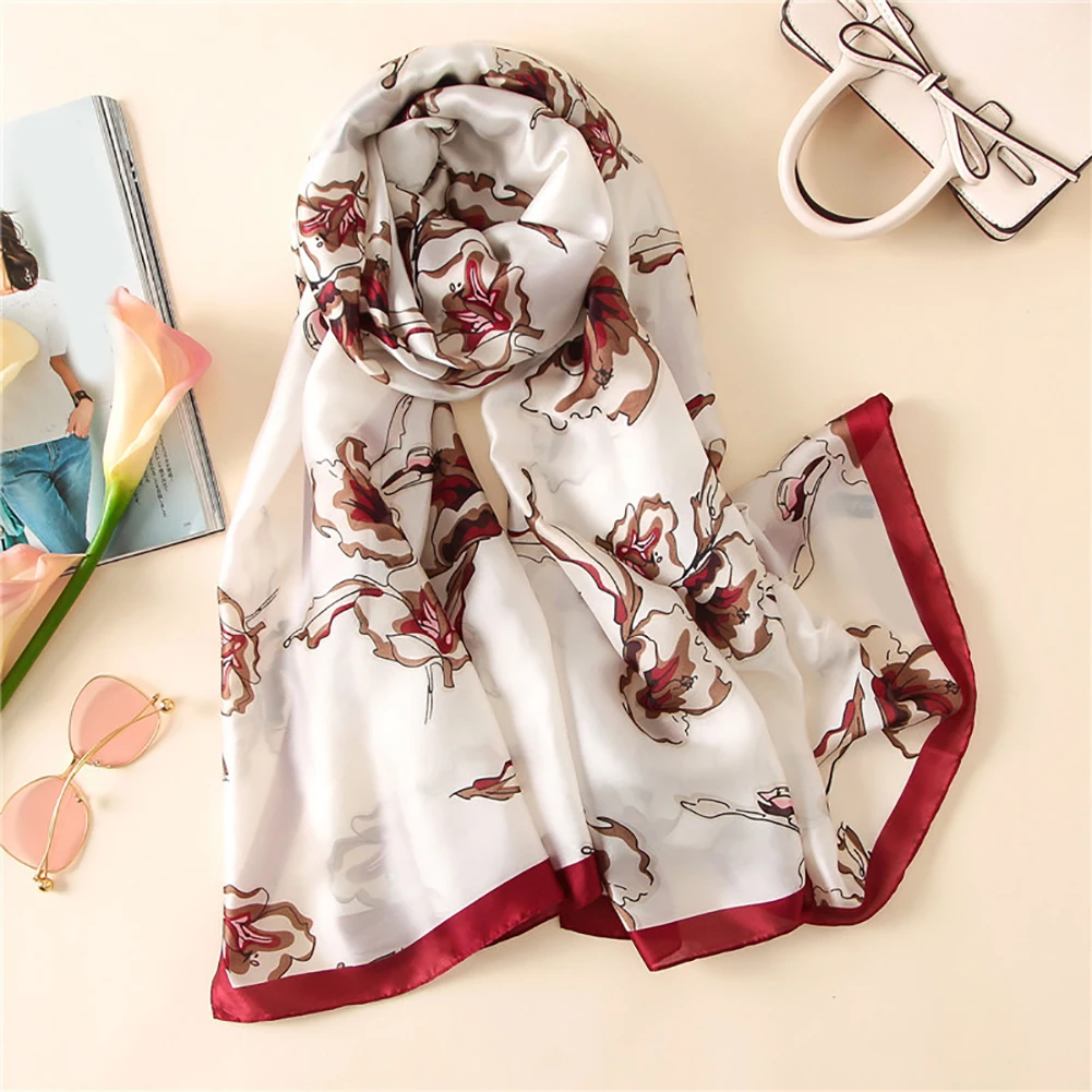 Модная гладкая цветок Для женщин шарфы длинные крышка пляж Обёрточная бумага блок шаль