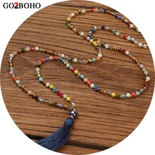 Go2boho колье, длинное ожерелье, массивное ожерелье, женское колье, подвеска с кисточкой, красочный кристалл, камень, богема, ручная работа, ювелирное изделие, подарок