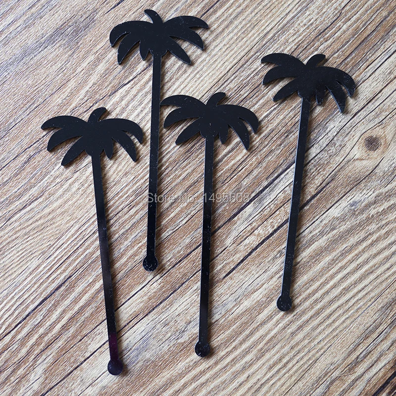 

Palm Tree Tropical Inspired Stir Sticks, Swizzle Sticks, Drink Stirrers, Laser Cut, Acrylic, 6 Ct., Cocktails