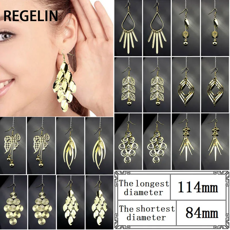 

REGELIN Fashion 10pair(20pcs) Different shape Sequin Earrings Elegant Tassel Drop Earring Metal Sheet Earrings For Women