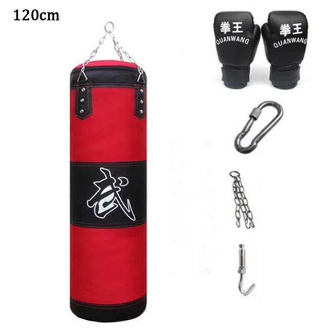 Тренировочный фитнес-боксерская груша пустая спортивная Наждачная сумка Muay Thai Boxer Тренировочный Набор обертывания и пальмовые рукава и крючок, HB041 - Color: 120cm