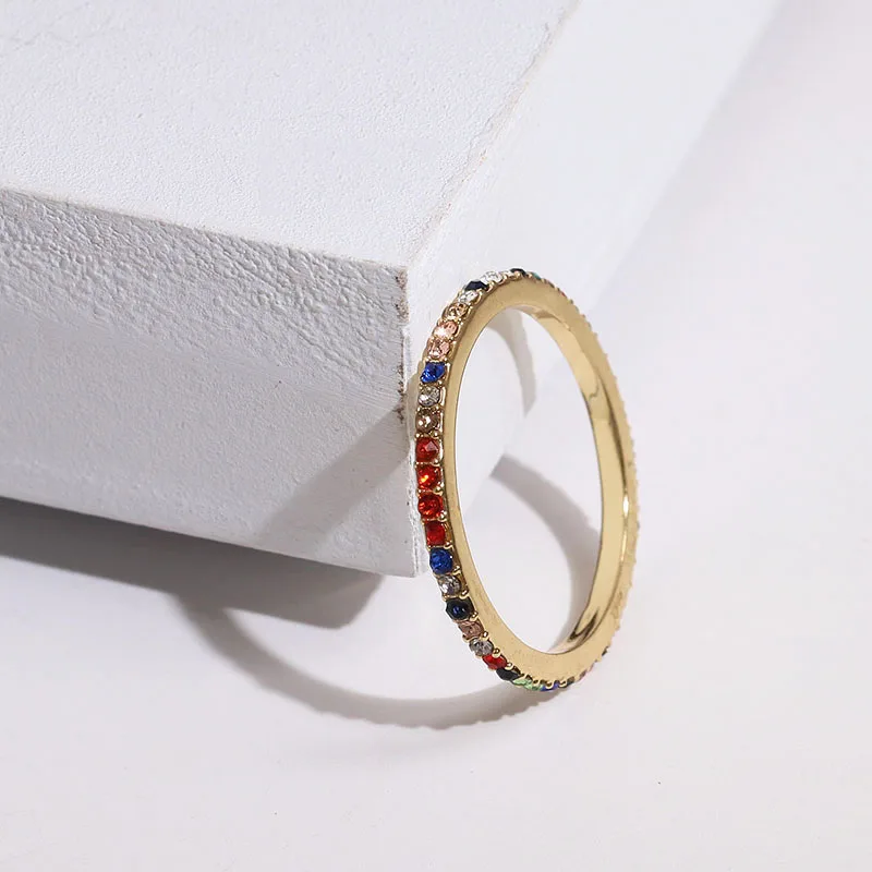 Высококачественное классическое Радужное цветное обручальное кольцо с кубическим цирконием для женщин, Серебряное Золотое кольцо с австрийским кристаллом, кольцо с фианитом - Цвет основного камня: multi