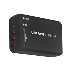 USB многопортовый смарт-зарядное устройство 4 порта зарядная станция Смарт QC3.0 чип зарядки type-c интерфейс, ЕС штекер