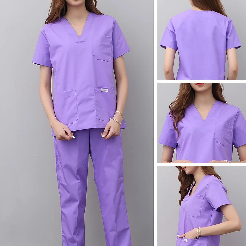 Летняя женская медицинская униформа, скрабы для кормления, одежда с коротким рукавом, одежда для доктора, ручная рабочая одежда, v-образная горловина или униформа для врача