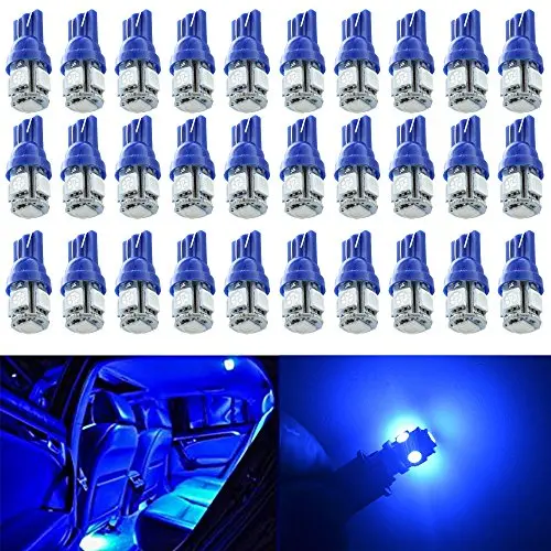 30 STKS Blauw T10 W5W Lamp LED Licht Auto interieur Verlichting voor ... 30 STKS Blauw T10 W5W Lamp LED Licht Auto interieur Verlichting voor ...