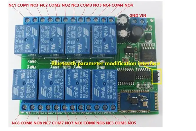 Dc 12V 8Ch Bluetooth реле Android Мобильный пульт дистанционного управления Переключатель 8-канальный видеорегистратор с помощью приложения на телефоне для мотор светодиодный светильник