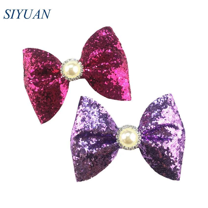 

30pcs/lot 3.4*2.6'' Shiny Sequin Bow With Rhinestone Button Fashion Hair Bow Headwear Girls Headwear Accessories HDJ149