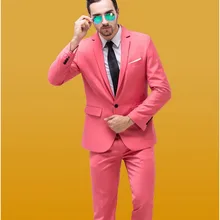 Новое поступление высококачественная кисть розовый костюм жениха с одной пуговицей сзади с вентиляцией свадебные костюмы с курткой и брюками