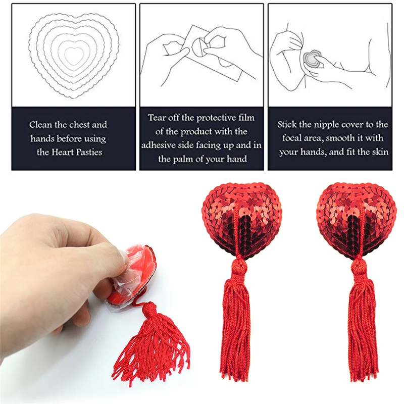

Sexy Heart-shaped Paste Women Boobie Star Butterfly Sequin Pasties Breast Bra Heart Nipple Cover Adhesive For Erotic Lingerie