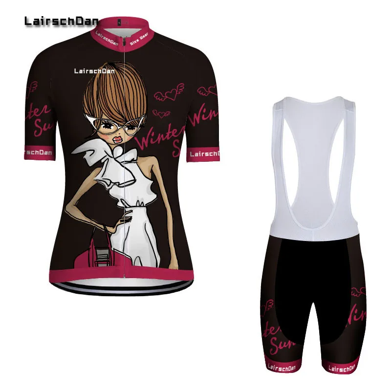 LairschDan Велоспорт Джерси Pro командный комплект Женская одежда велосипед летние брюки цикл короткий рукав трикотаж горный Олимпийский Забавный Спорт