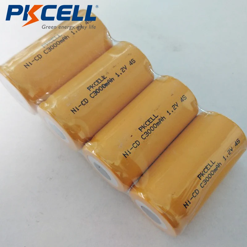 4 шт PKCELL C Размер 3000mAh 1,2 V NiCd аккумуляторная батарея для пайки DIY