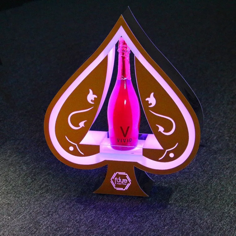 

New LED Poker Cards shape Luminous Beer Wine Bottle Holder Glowing Champagne Cocktail Drinkware Holder for bar disco party decor