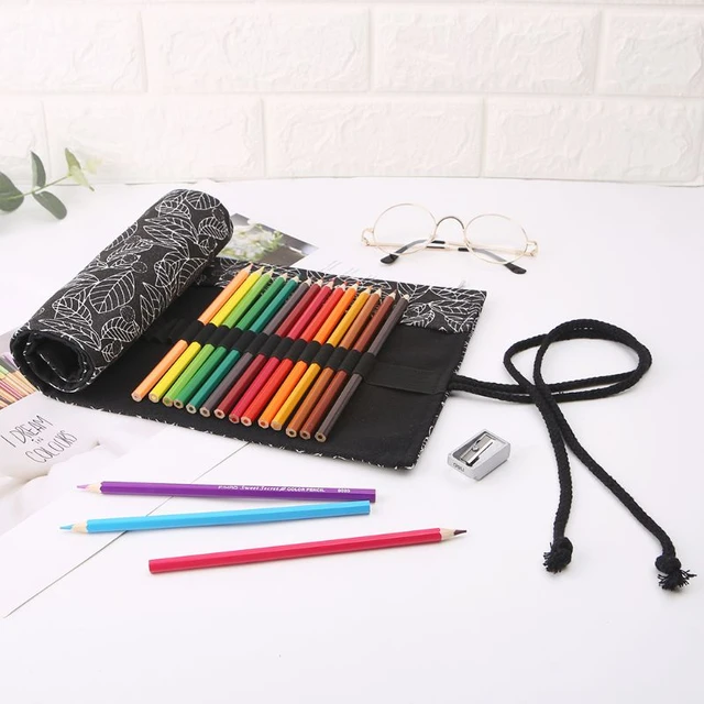 Canvas Pencil Roll Wrap Multiuse Roll Up Pencil Large Capacity Pen Curtain  Pen Holder Bag Pen Pouch, 36/48/72 Holes - AliExpress