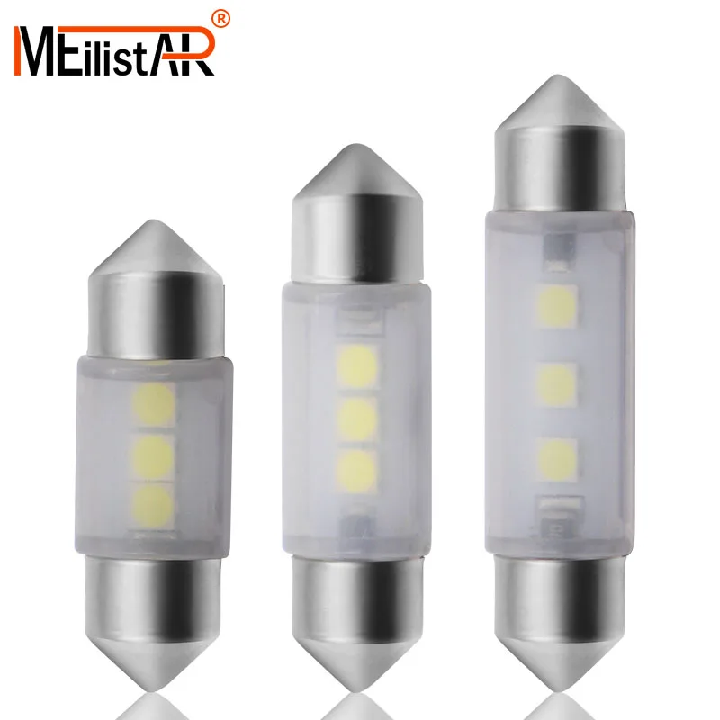 

1x 31/36/39mm C5W 3SMD 3 SMD 5050 LED CANBUS Festoon Bulb Car Licence Plate Light Auto Housing Interior Dome Lamp White DC 12V