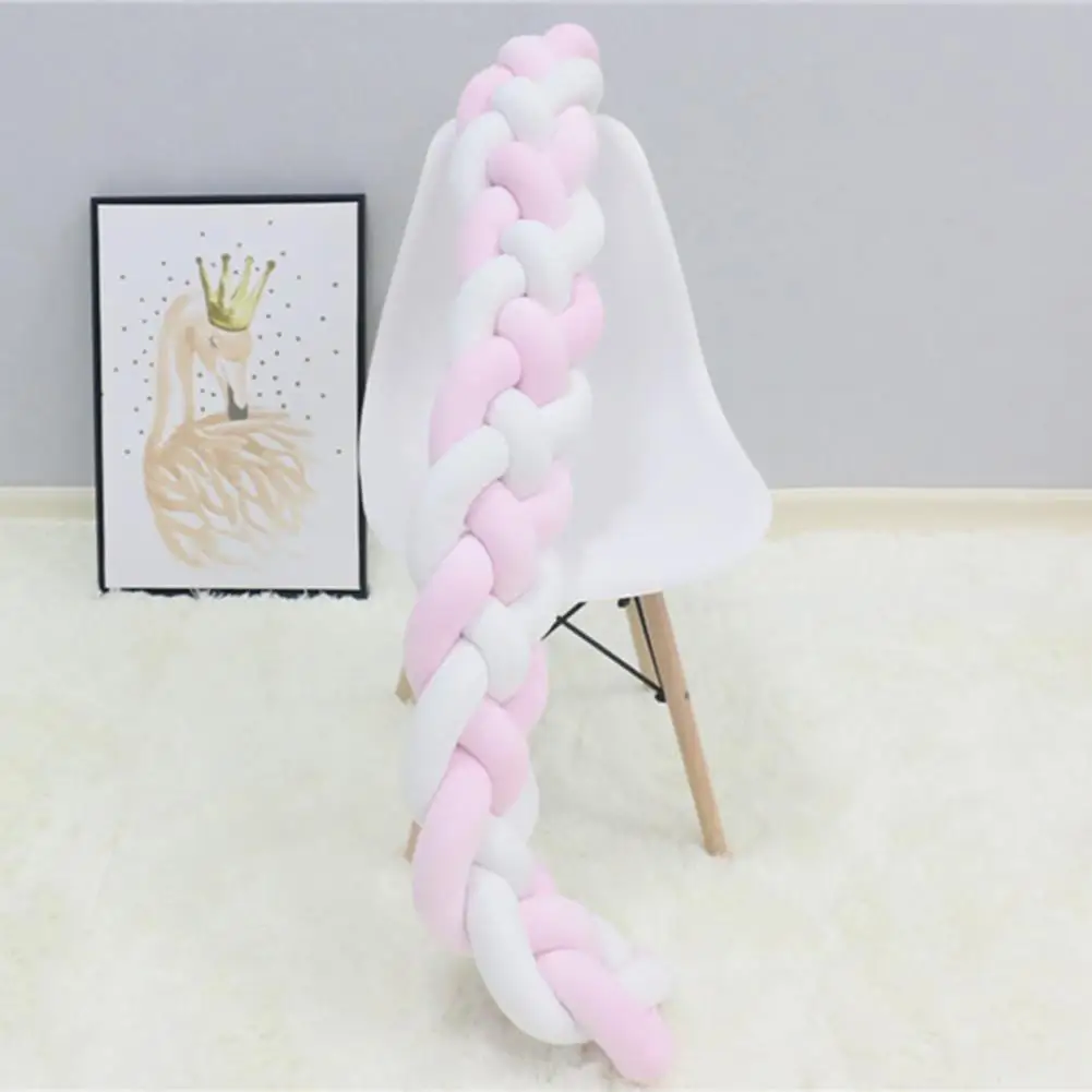 Плетеный длинный завязанный шар для детской кроватки ограждение бампер Защита от столкновений Детская кровать протектор веревка уход за ребенком - Цвет: Pink 2m
