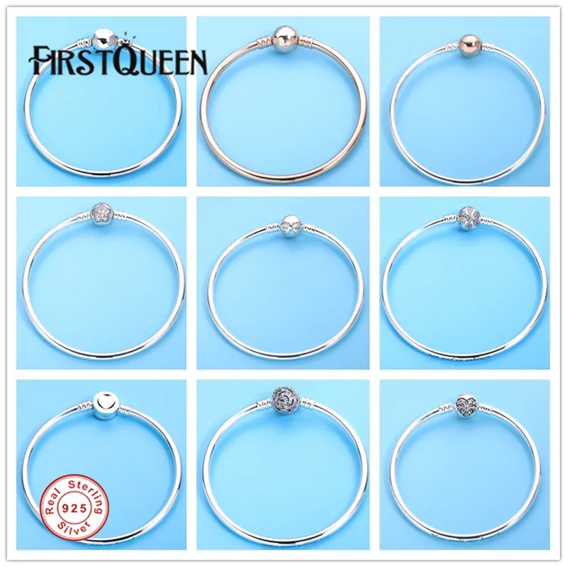 

FirstQueen Silver 925 Jewelry Bracelets Bangles for Women Fit Silver Charm Bead Fine Jewelry Pulseiras para as mulheres