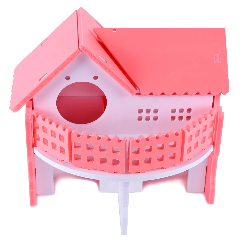 Wooden House Guinea Pig Mice Stairs Cockloft Small Pet Playing Watching Stage Wooden Cages Hamster  (14)