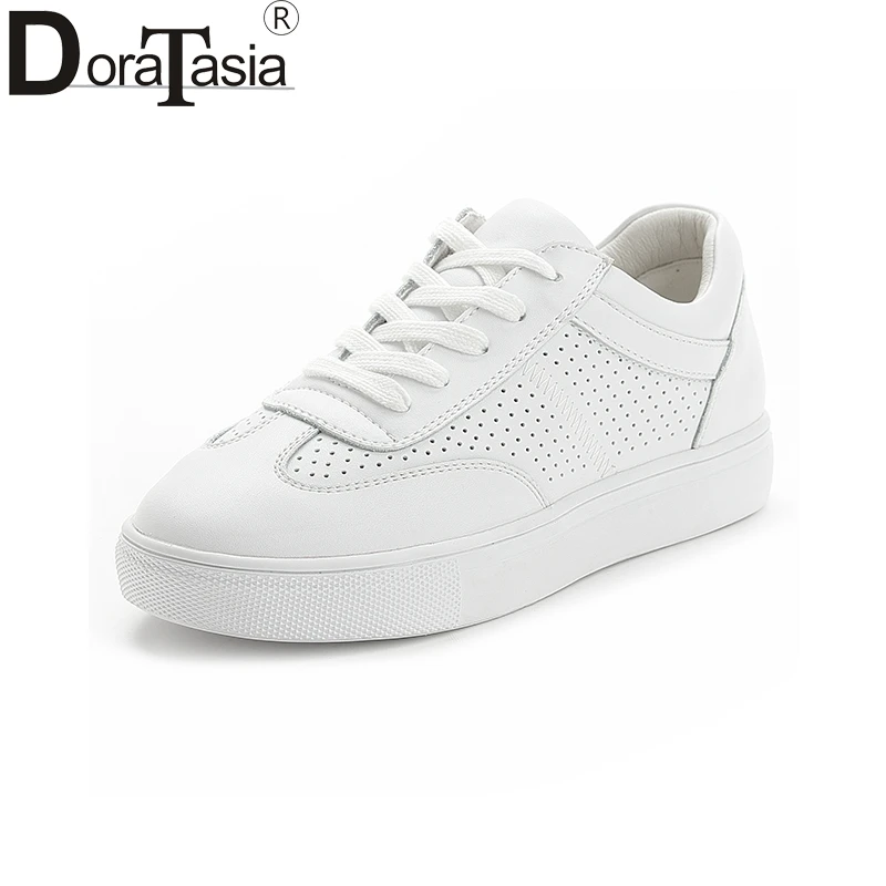 

Doratasia 2018 Cow Leather Vulcanize Fashion Brand Wholesale Sneaker Lace Up Shoes Woman Soft Women Shoes Woman