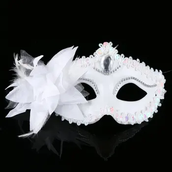 

Bright White Silver Gold Red Rose Black Plastic Diamond Lily Princess Mask Wedding Party Favor 10pcs/lot DEC239