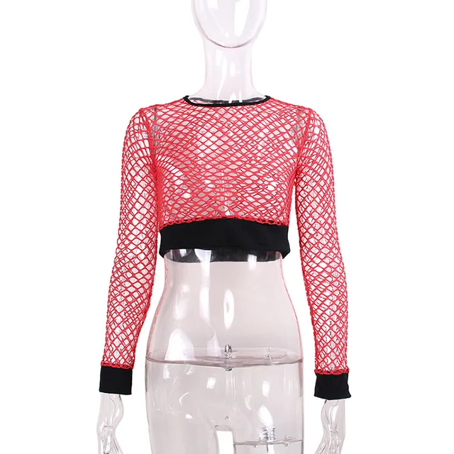 red fishnet long sleeve