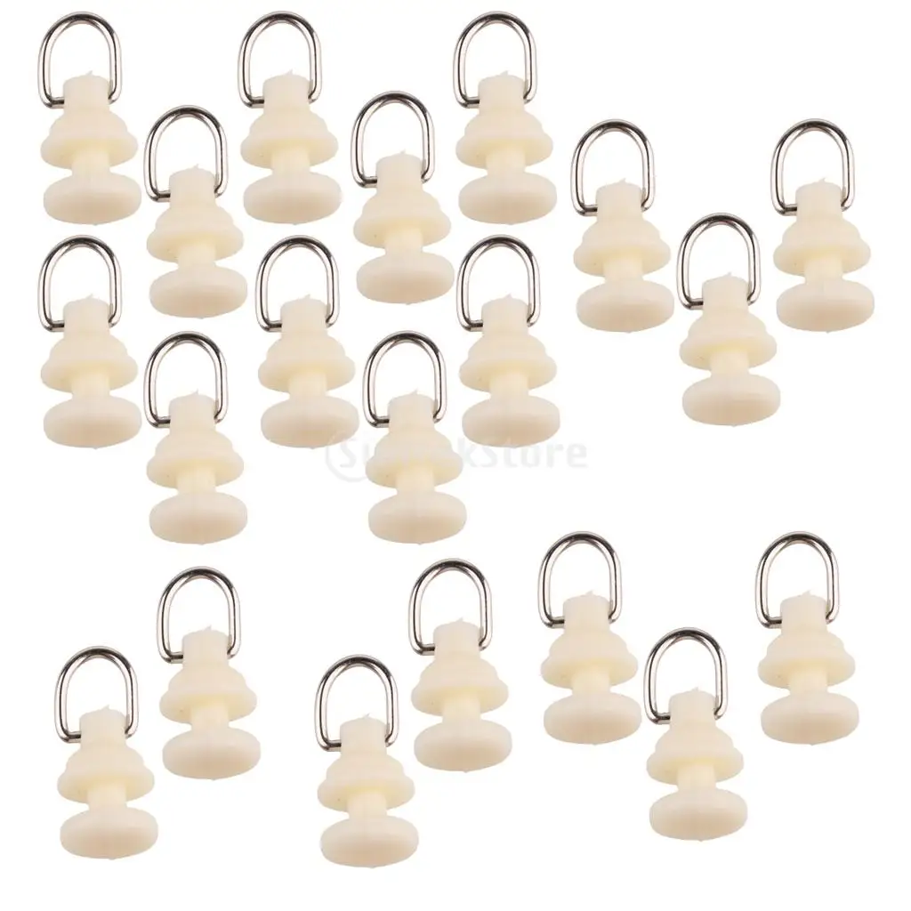 20Pcs Curtain Track Glider Rail Sliding Roller Runner Hook Ceiling Carrier