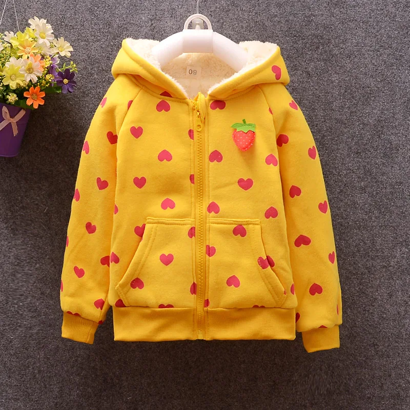 BibiCola/осенне-зимний свитер для девочек; Одежда для девочек из хлопка и бархата; пальто с капюшоном; плотная верхняя одежда для девочек; куртка