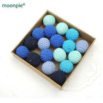 

40PCS 20mm bead DIY turquoise wood crochet beads,27colors to choose,100% cotton flower pattern crochet wooden round beads EA231