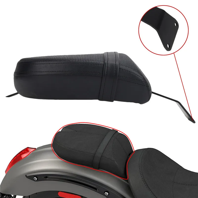 Motorcycle Passenger Rear Solo Seat Cushion Pad For Victory Octane 2017 Leather Saddle Pad Black Motorbike Accessory WISENGEAR (25)