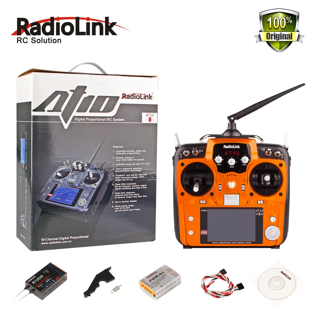 

100% Authentic RadioLink AT10 II 2.4Ghz 12CH Remote control Remote Transmitter with R12DS Receiver RC Done Quadcopter