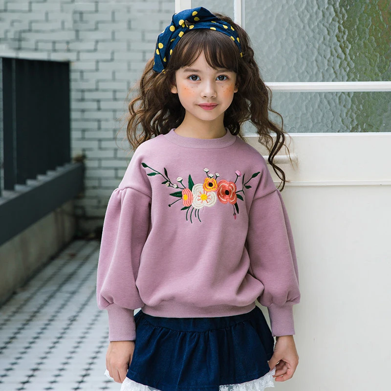 Baby Girls Top Pullovers Floral Design Lilac Lavender Flower Clothes