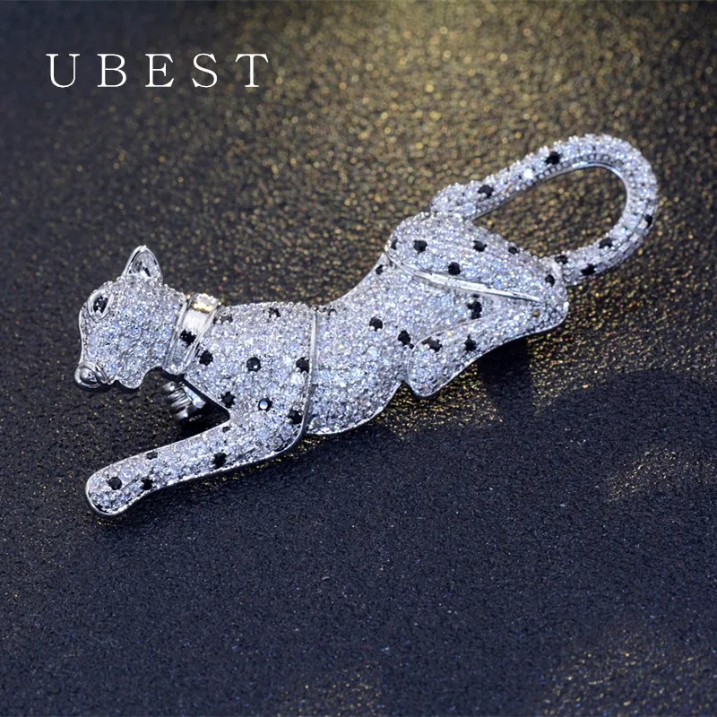UBEST Роскошные брендовые циркониевые леопардовые броши в виде животных для женщин