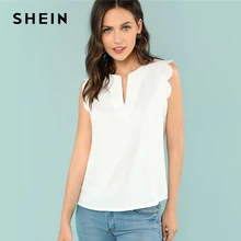 SHEIN Топ С Фигурной Отделкой Женская Летняя Повседневная Блузка Без Рукавов