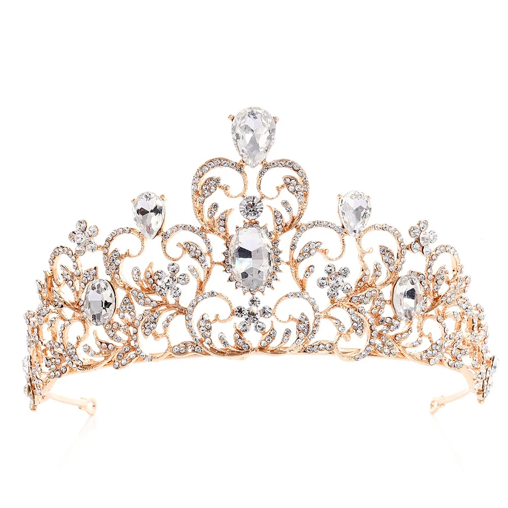 KMVEXO Red Green Crystal Wedding Crown Queen Tiara Bride Crown Headband Bridal Accessories Diadem Mariage Hair Jewelry Ornaments