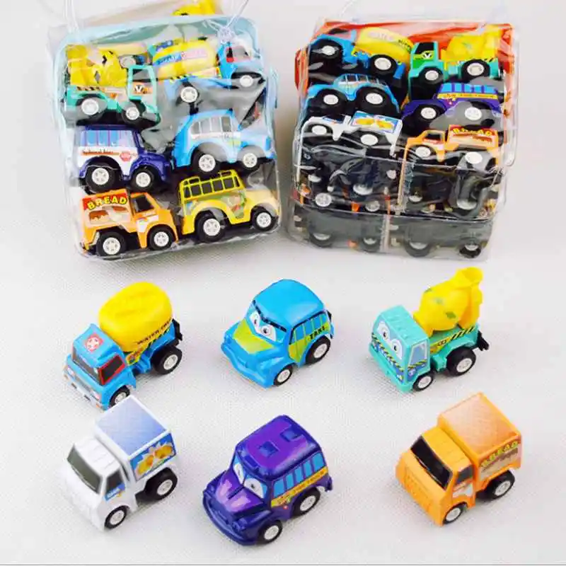 6pcs/lot Pull back car Clockwork Wind Up Toy Mini plastic Collectible