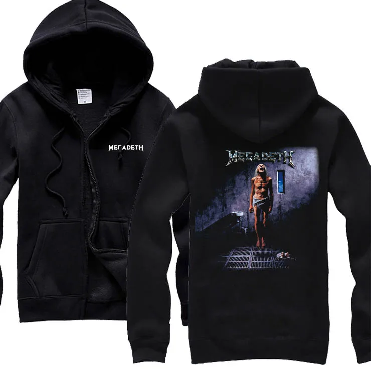 

Cool Megadeth Rock hoodies winter jacket punk heavy black metal zipper sweatshirt fleece XXXL Rocker men women Sudadera