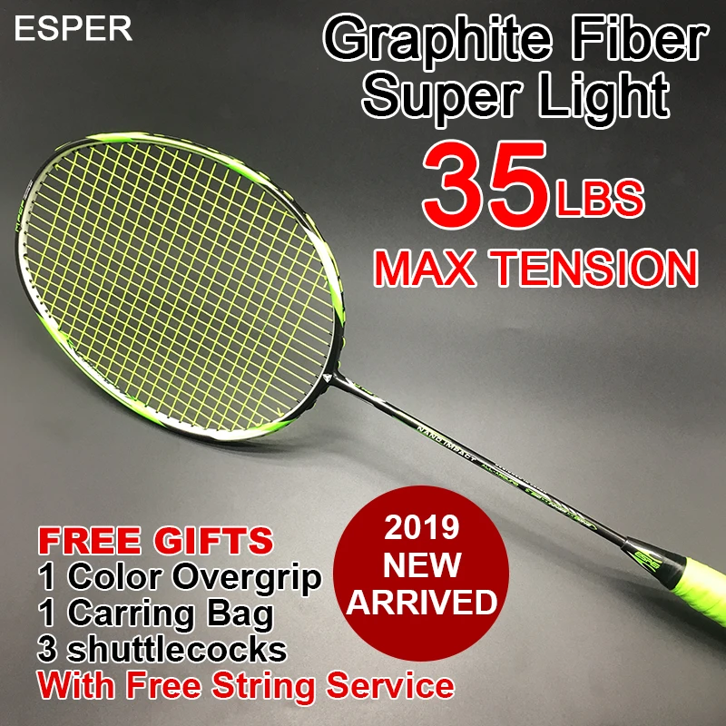 

ESPER Badminton Racket Lightweight Racquet High Quality Graphite Carbon Fiber Tension 35LBS for Professional With String Gifts