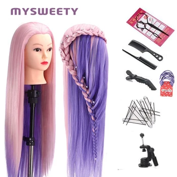 

29 Inch Manikin Styling Hairdressing Training Braiding Heads Hair Practice Cosmetology Hair Doll Head with Clamp Holder ,Tools