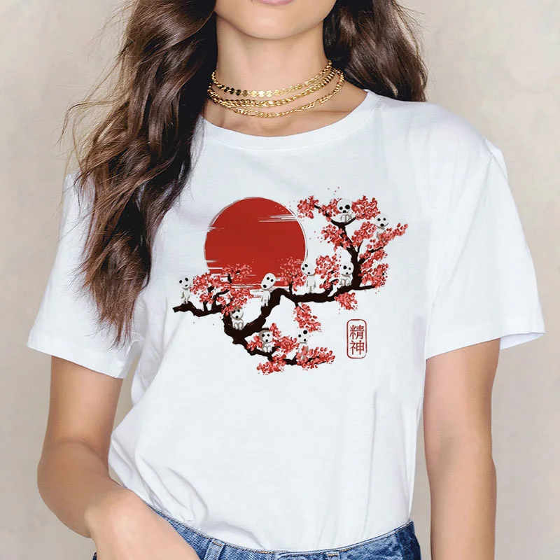 Футболка с Тоторо Хаяо Миядзаки Женская одежда с героями мультфильмов женская футболка с аниме «дух» Studio Ghibli футболка с аниме Женская японская - Цвет: 3927