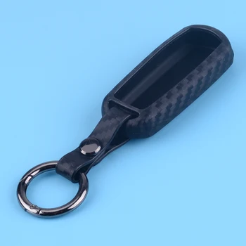 

beler Carbon Fiber Silicone Car Remote Smart Key Fob Cover Case Keychain fit for Mazda 3 6 CX-3 CX-5 CX-9 MX-5 2016 2017 2018