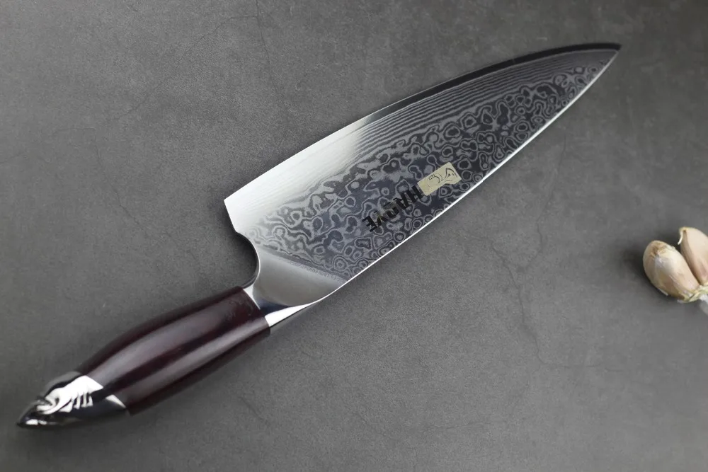 HAOYE 8 дюймов дамасский нож шеф-повара японский aus10 vg10 стальные Профессиональные Кухонные ножи мясо сашими с ручкой из палисандра