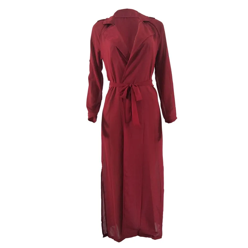 Летняя мода шифон Тренч кардиган длинный плащ пальто женские весенние пальто Notch Neck пальто легкое пальто D402