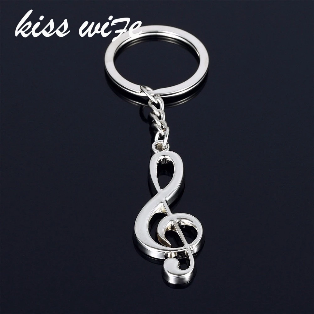

KISS WIFE 2016 Hot sale New key chain key ring silver plated musical note keychain for car metal music symbol key chains