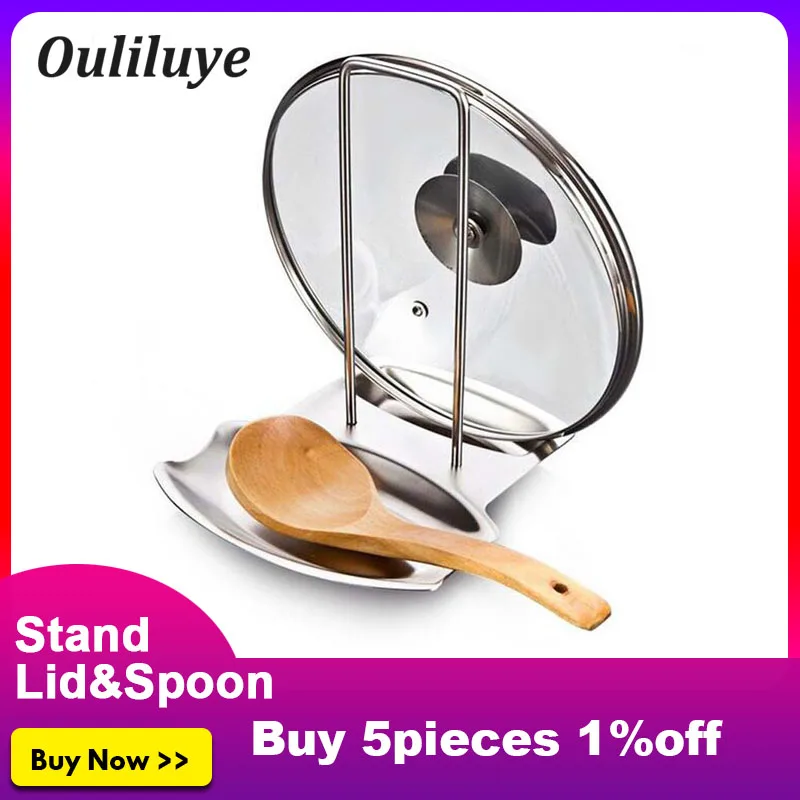

Newest Removable Stainless Steel Pan Pot Cover Rack For Kitchen Storage Spoon And Lid Kitchenware Kitchen Holder Accessories