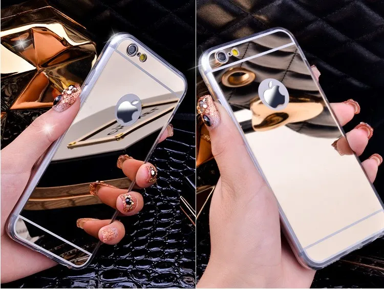 

New Fashion Luxury Rose gold Mirror Soft Clear TPU Case For iPhone 7 Plus 6 6S 4.7" For iPhone6 Plus 5.5" For SE 5s 5 Cover Back
