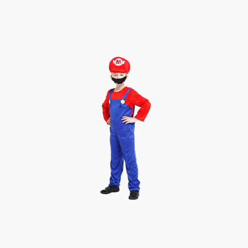 Для взрослых и детей, Супер Братья Марио и Луиджи, костюмы на Хэллоуин, косплей, шоу, костюм, комплект, мультяшная форма Марио, семейная одежда для детей и родителей - Цвет: Kids red