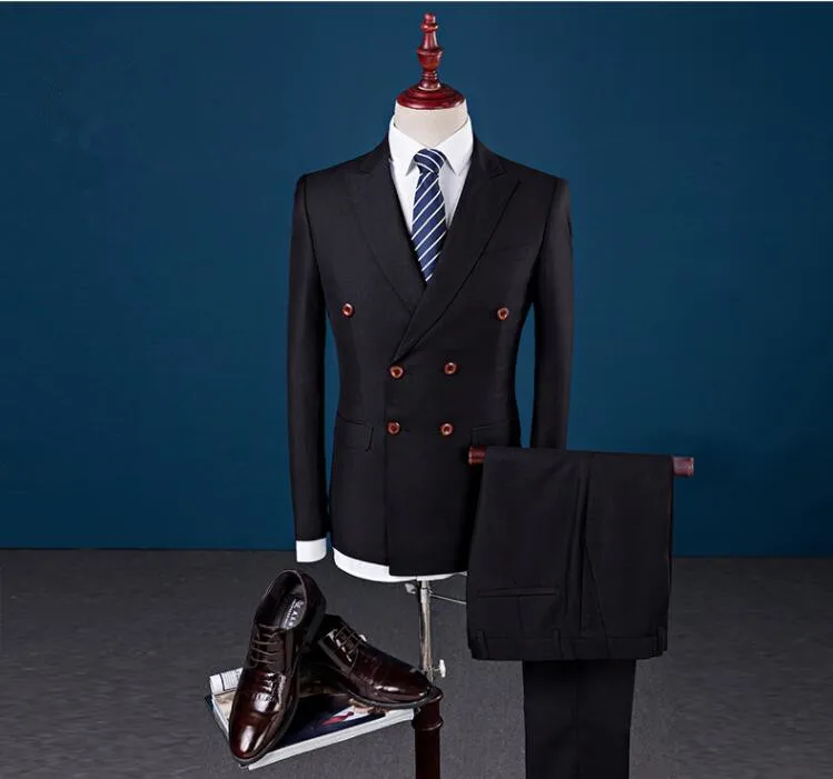 

Fashion Mens Black Notch Lapel 3 Piece Wedding Suit High quality Slim Fit Formal Casual Groom Tuxedos Jacket Blazer Evening Prom